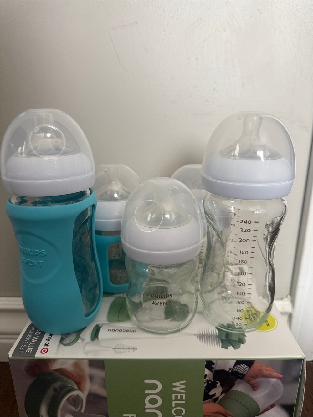Philips Avent Glass Baby Bottle Set 4oz and 8oz
